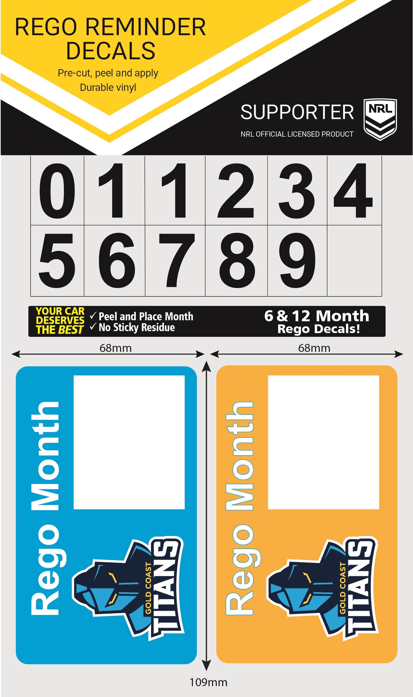 Titans Rego Reminder Decals (2022)