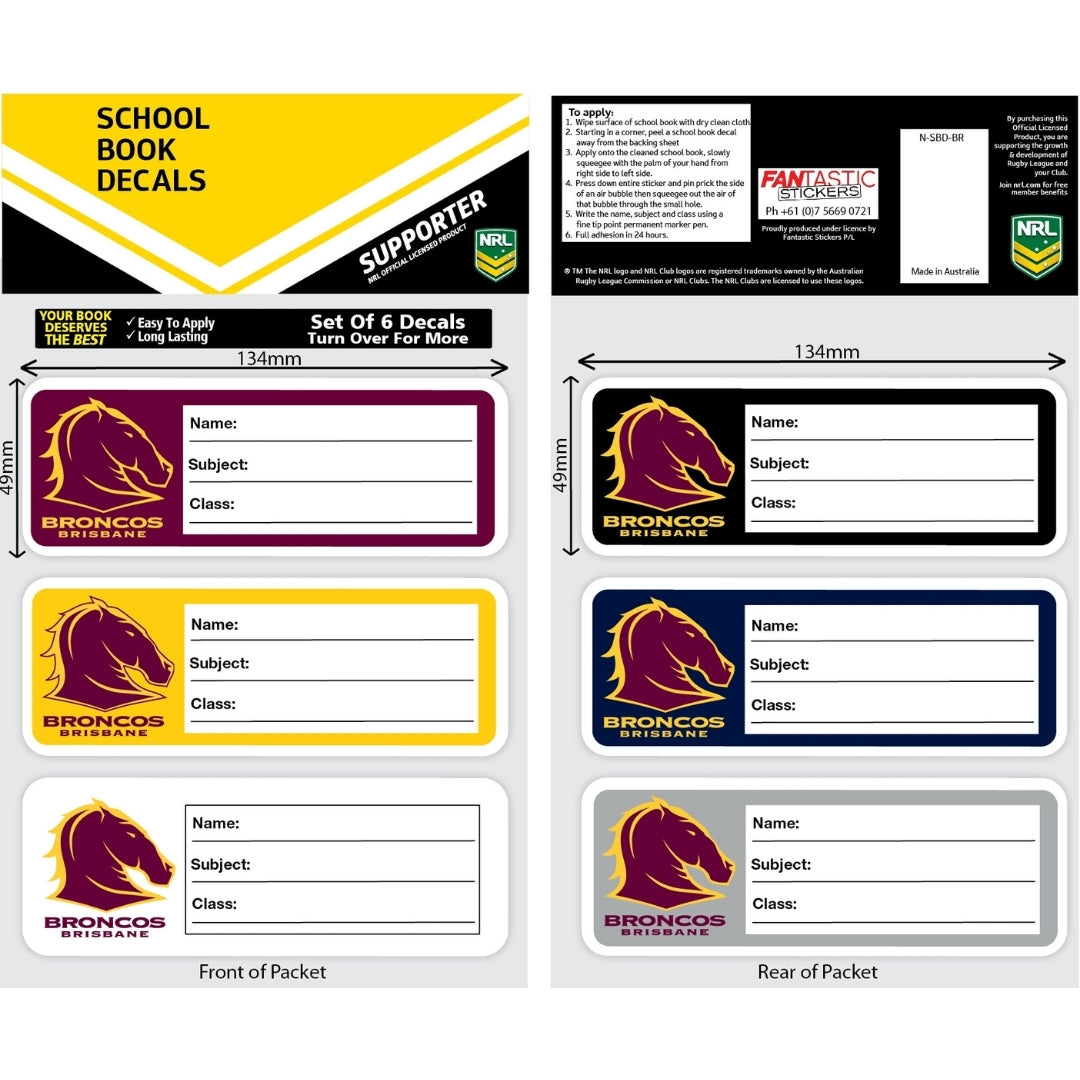 Broncos School Book Decals