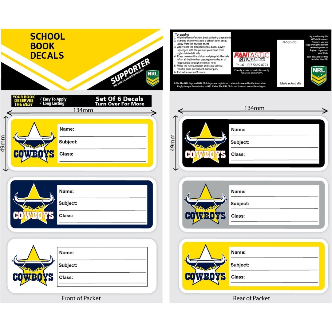 Cowboys School Book Decals
