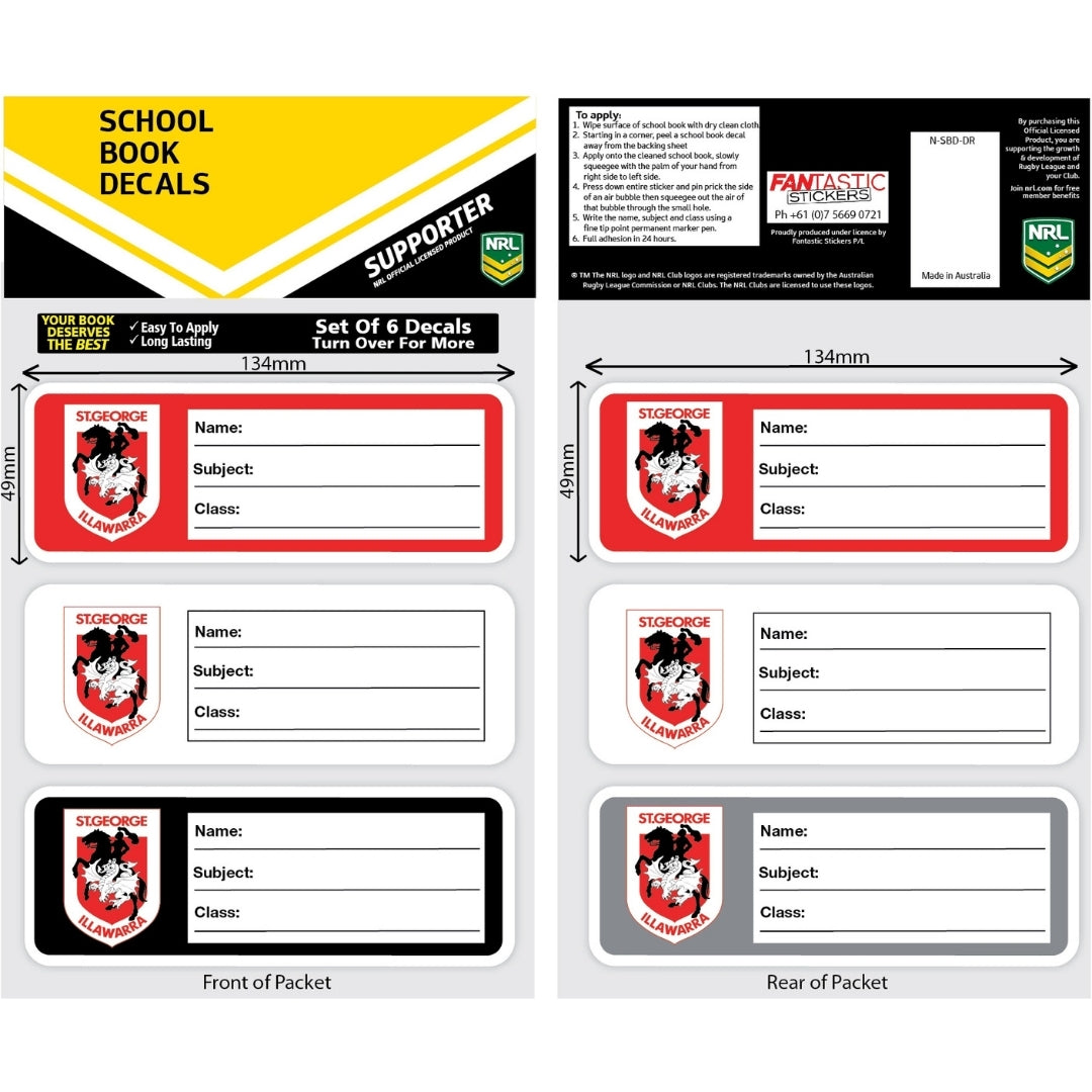 Dragons School Book Decals