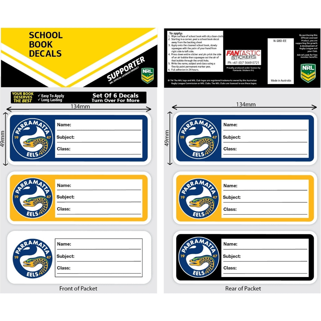 Eels School Book Decals
