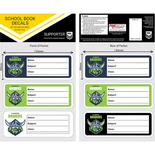 Raiders School Book Decals (2020)