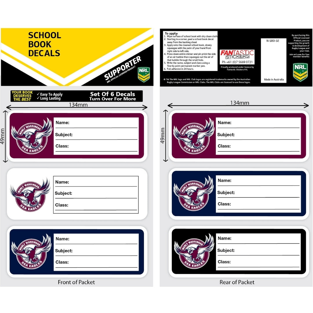 Sea Eagles School Book Decals