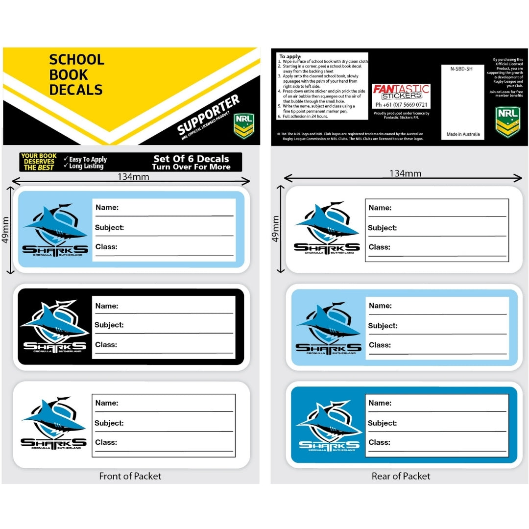 Sharks School Book Decals