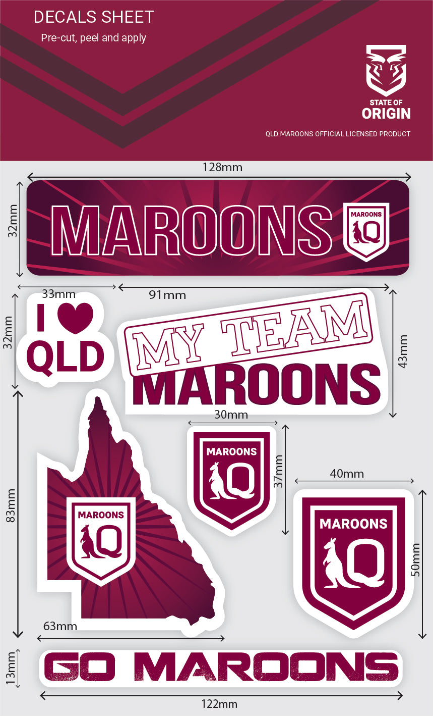 Queensland Maroons Decals Sheet FANtastic Stickers