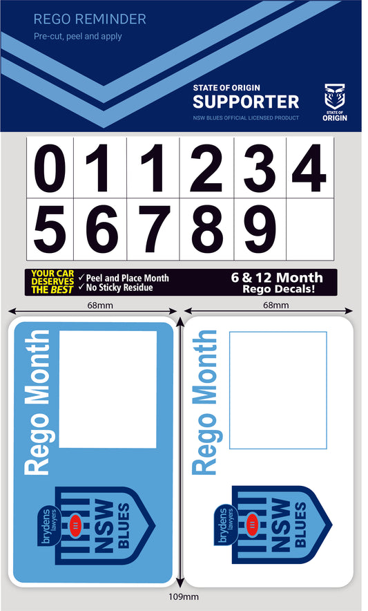 New South Wales Blues Rego Reminder Decals (2021)