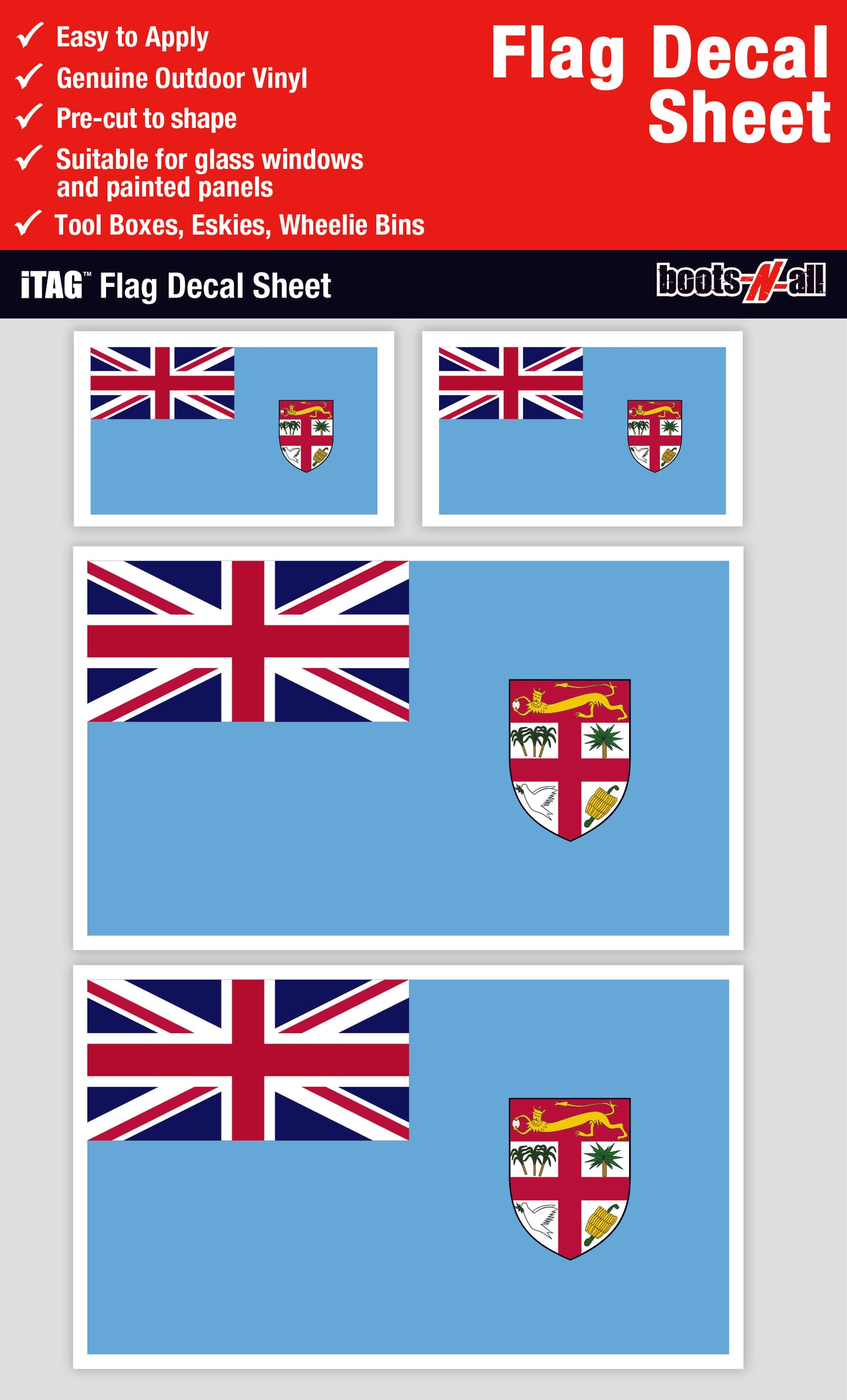 Fiji Flag Decals Sheet