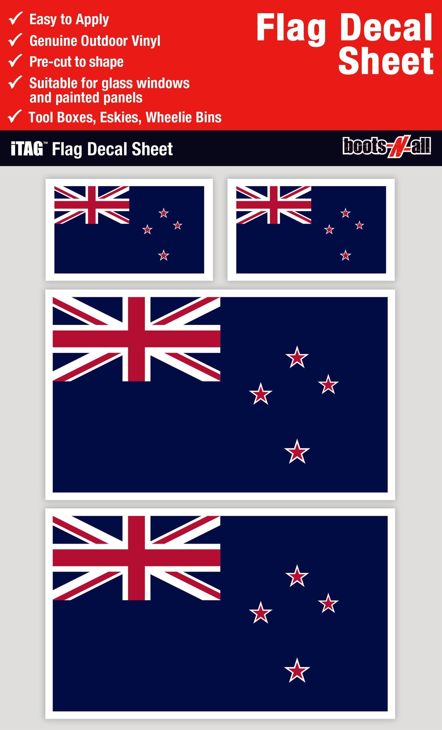 New Zealand Flag Decals Sheet