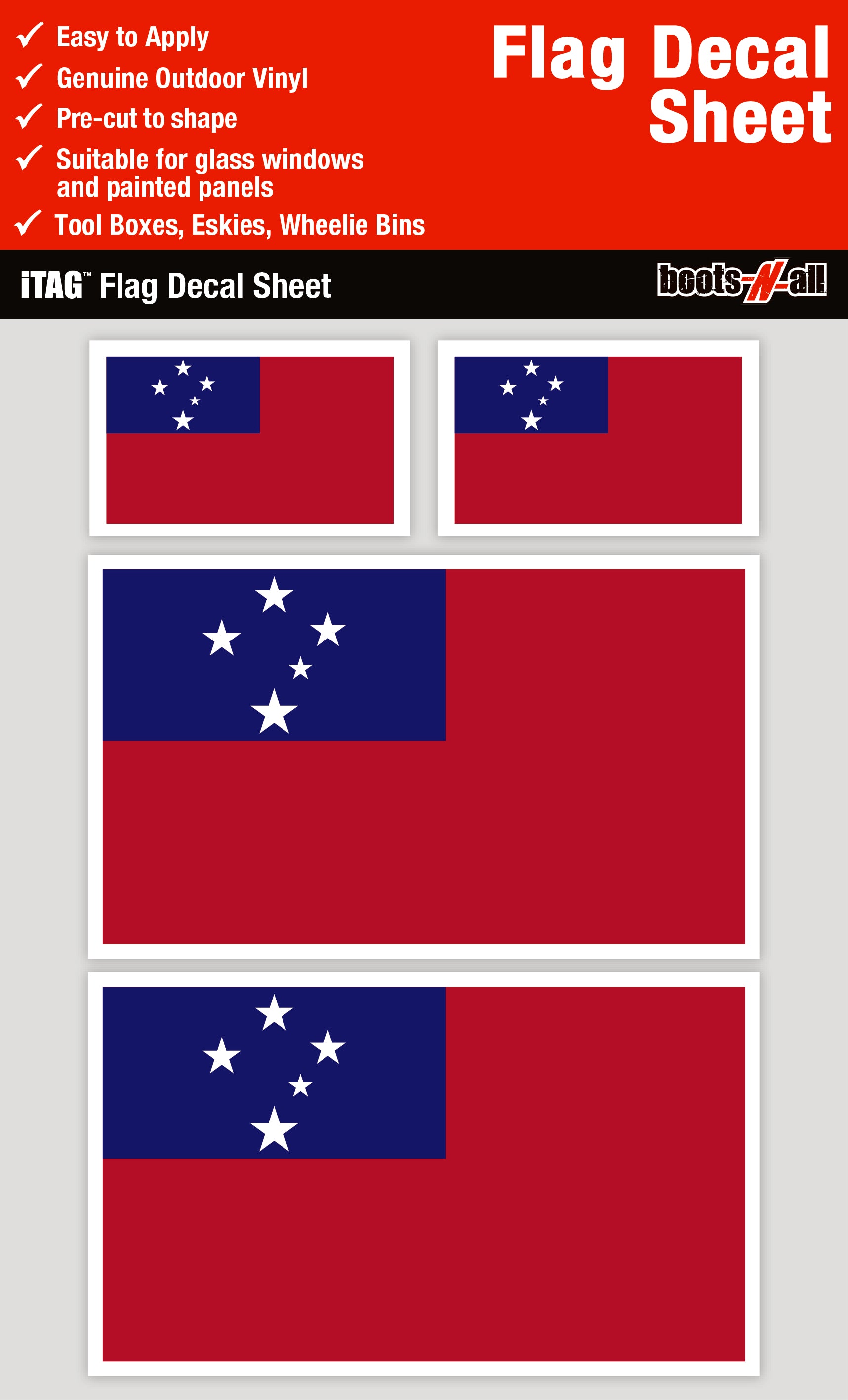 Western Samoa Flag Decals Sheet – FANtastic Stickers