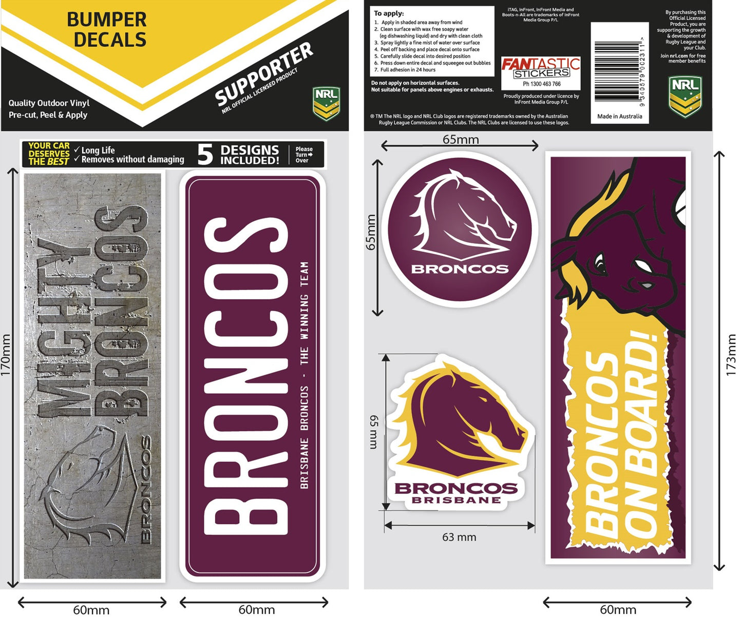 Broncos Bumper Decal Sheet