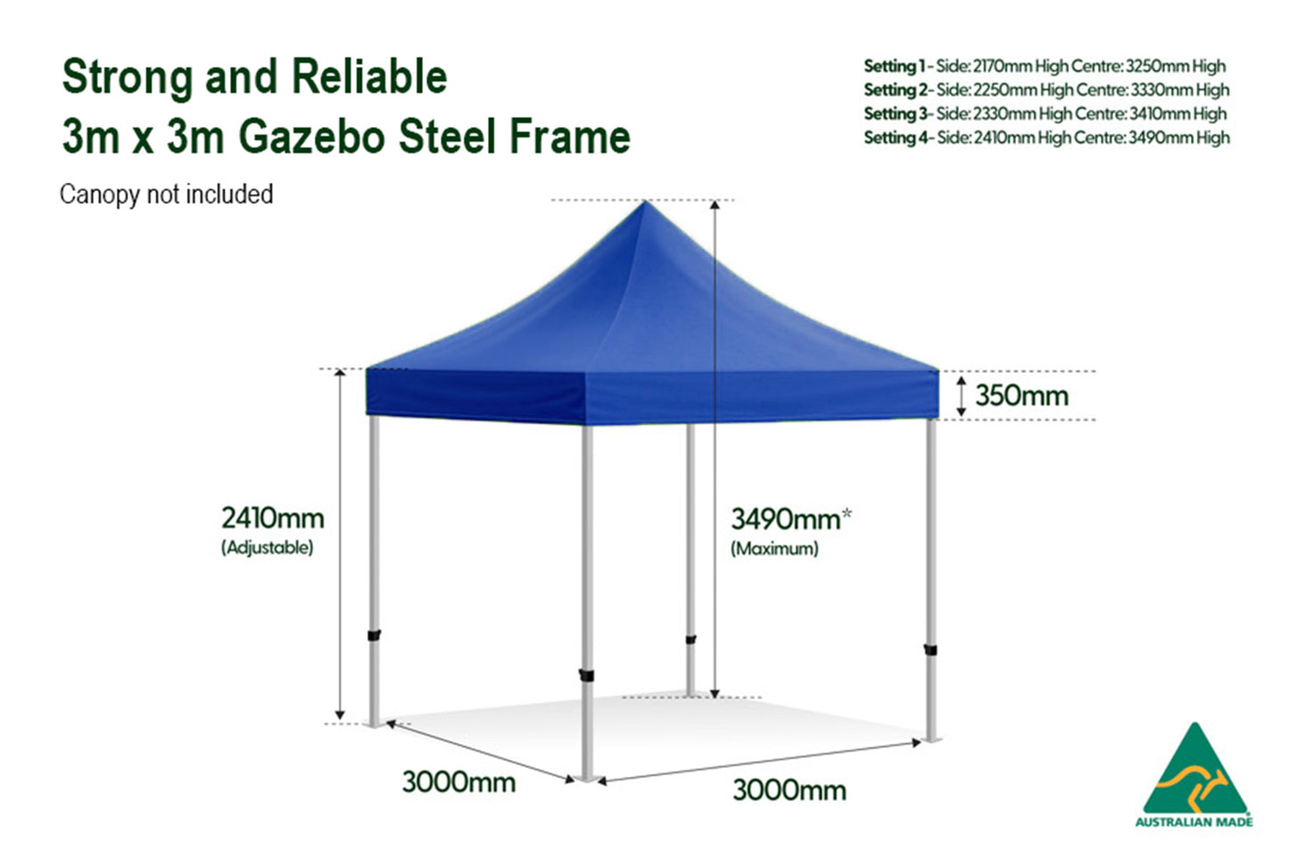 Gazebo Steel Frame 3m x 3m