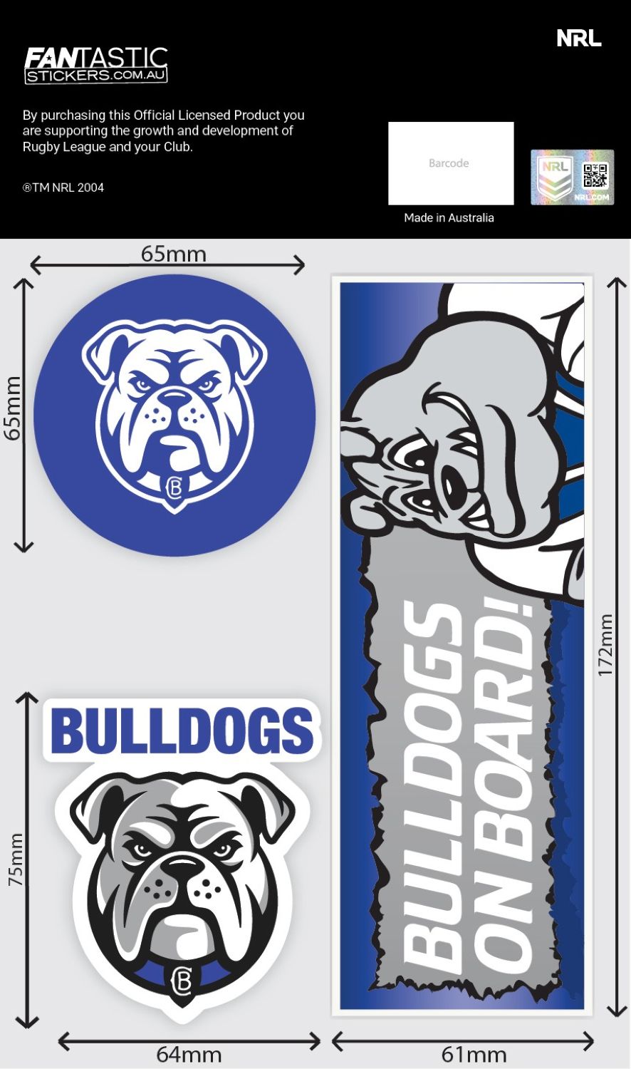 Bulldogs Bumper Decal Sheet