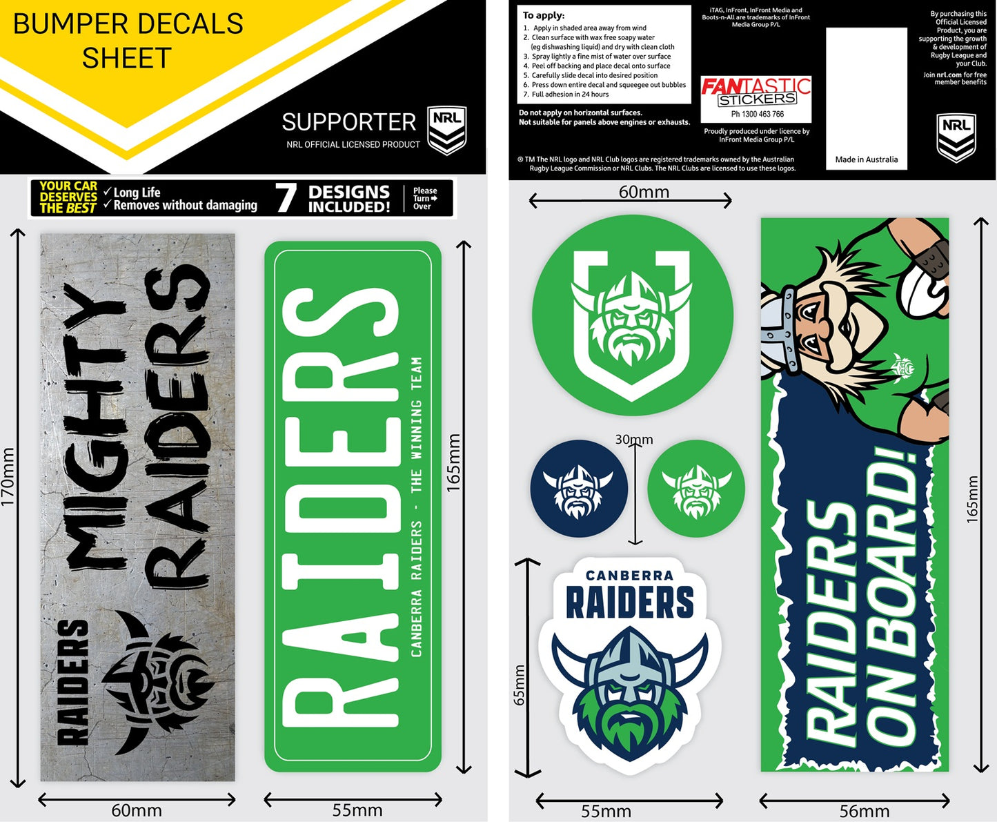 Raiders Bumper Decal Sheet (2024)