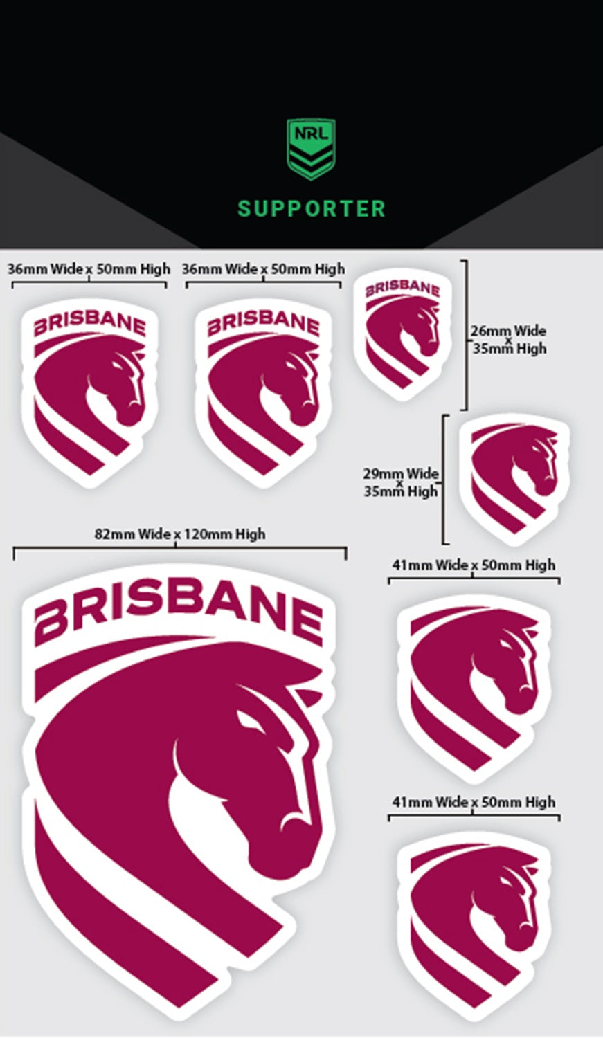 NRL Brisbane Broncos Decals Sheet