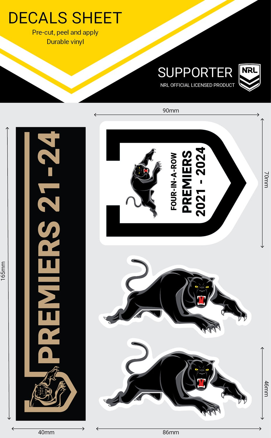 Panthers 2024 Premiers Decals Sheet