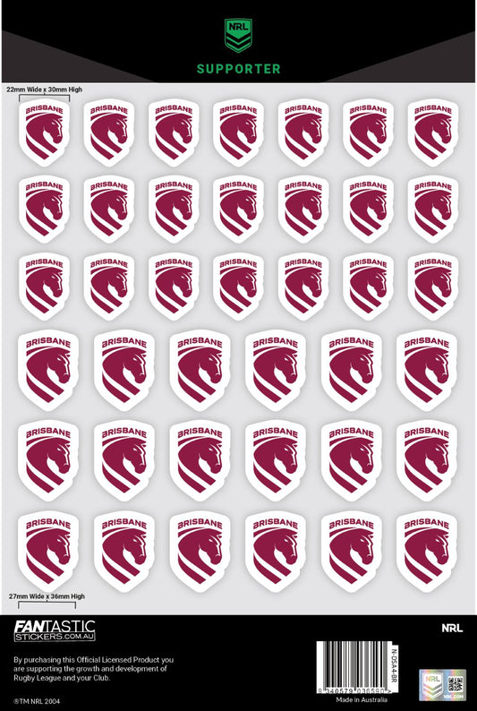 NRL Brisbane Broncos A4 Decals Sheet
