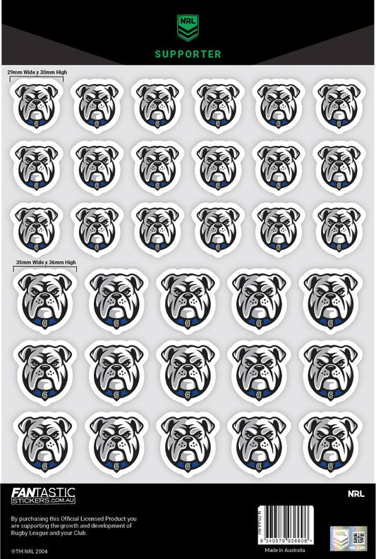 NRL Canterbury-Bankstown Bulldogs A4 Decals Sheet