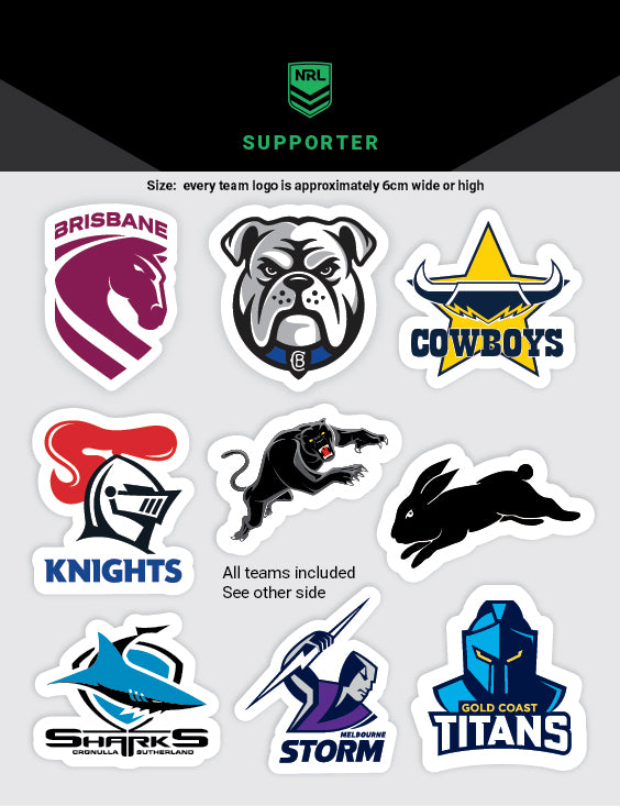NRL All Clubs Teams Decals Sheet