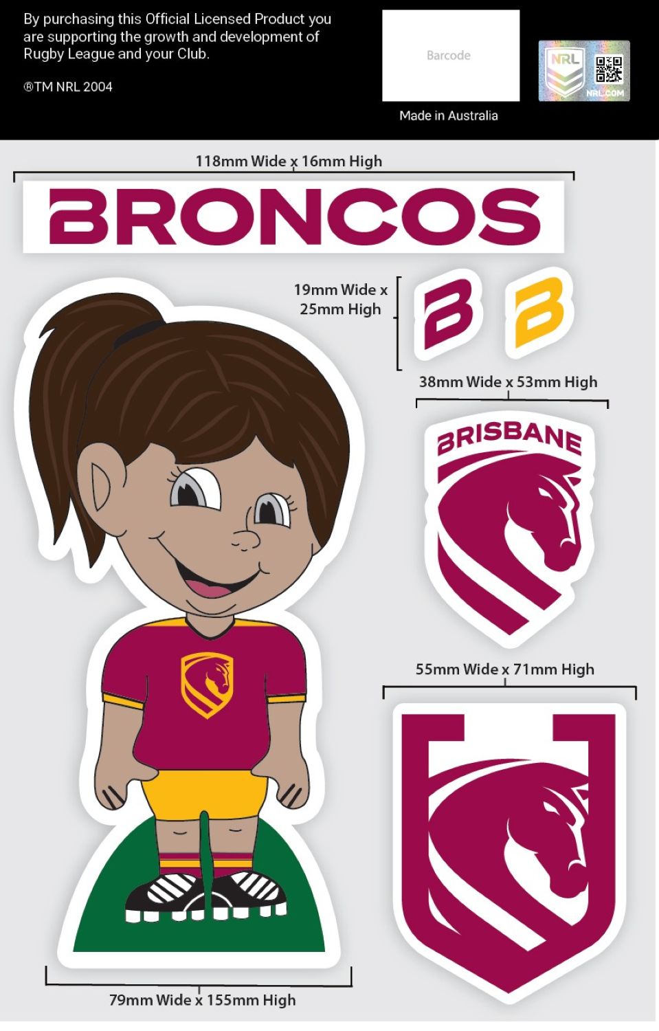 Broncos Boy/Girl Decals Sheet