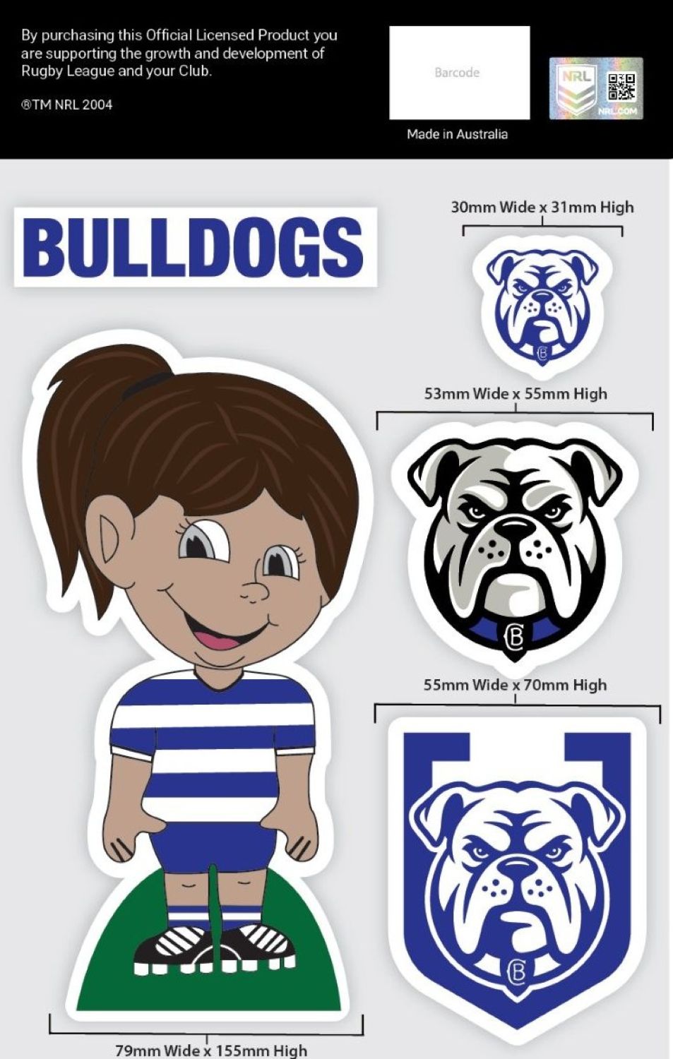 Bulldogs Boy/Girl Decals Sheet