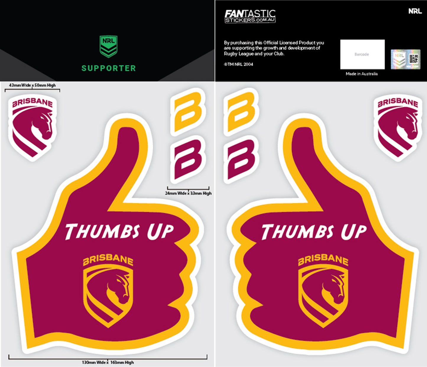 Broncos Thumbs Up Decals Sheet