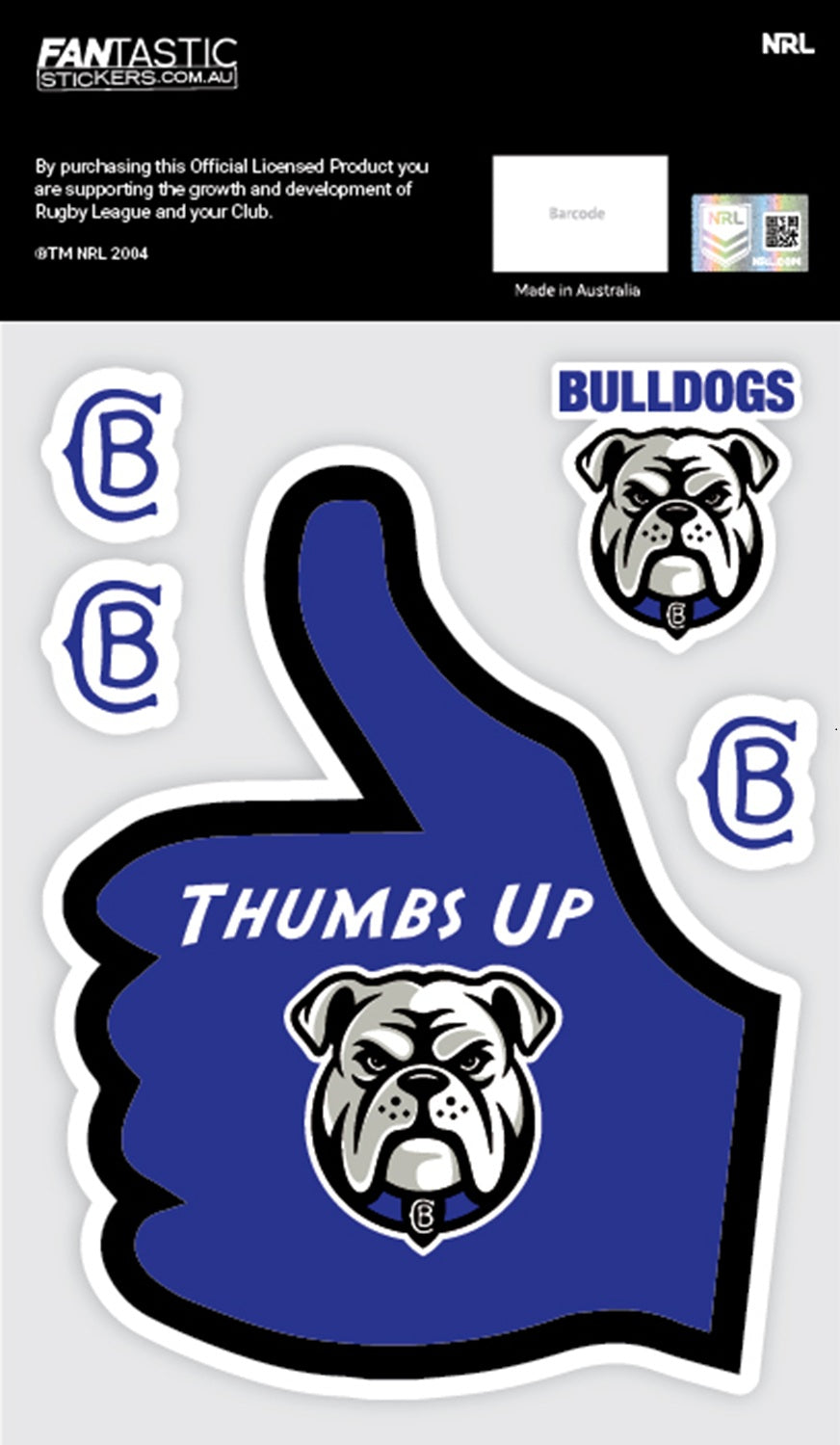 Bulldogs Thumbs Up Decals Sheet