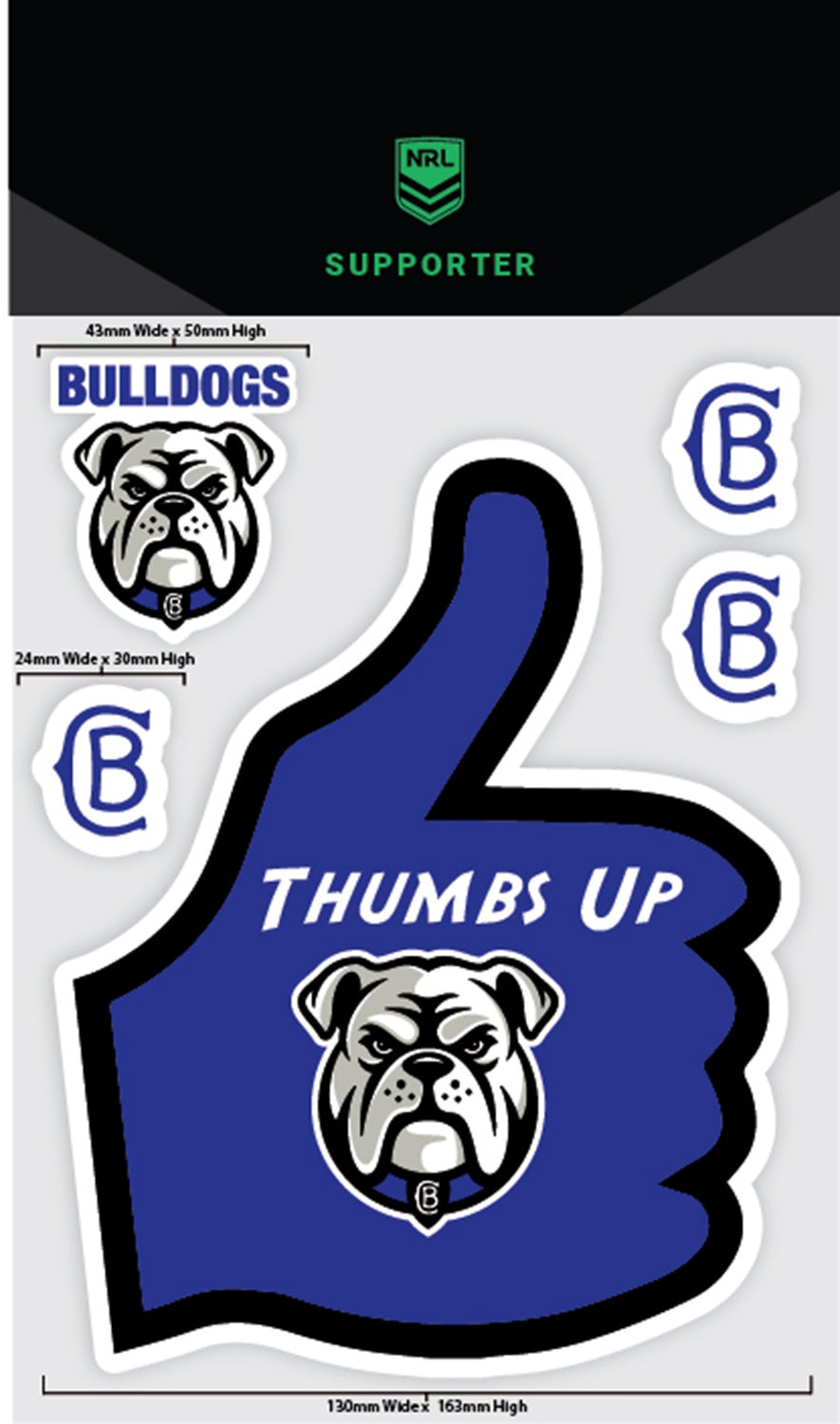 Bulldogs Thumbs Up Decals Sheet