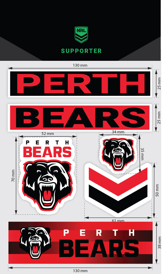 Perth Bears Wordmark Decals Sheet