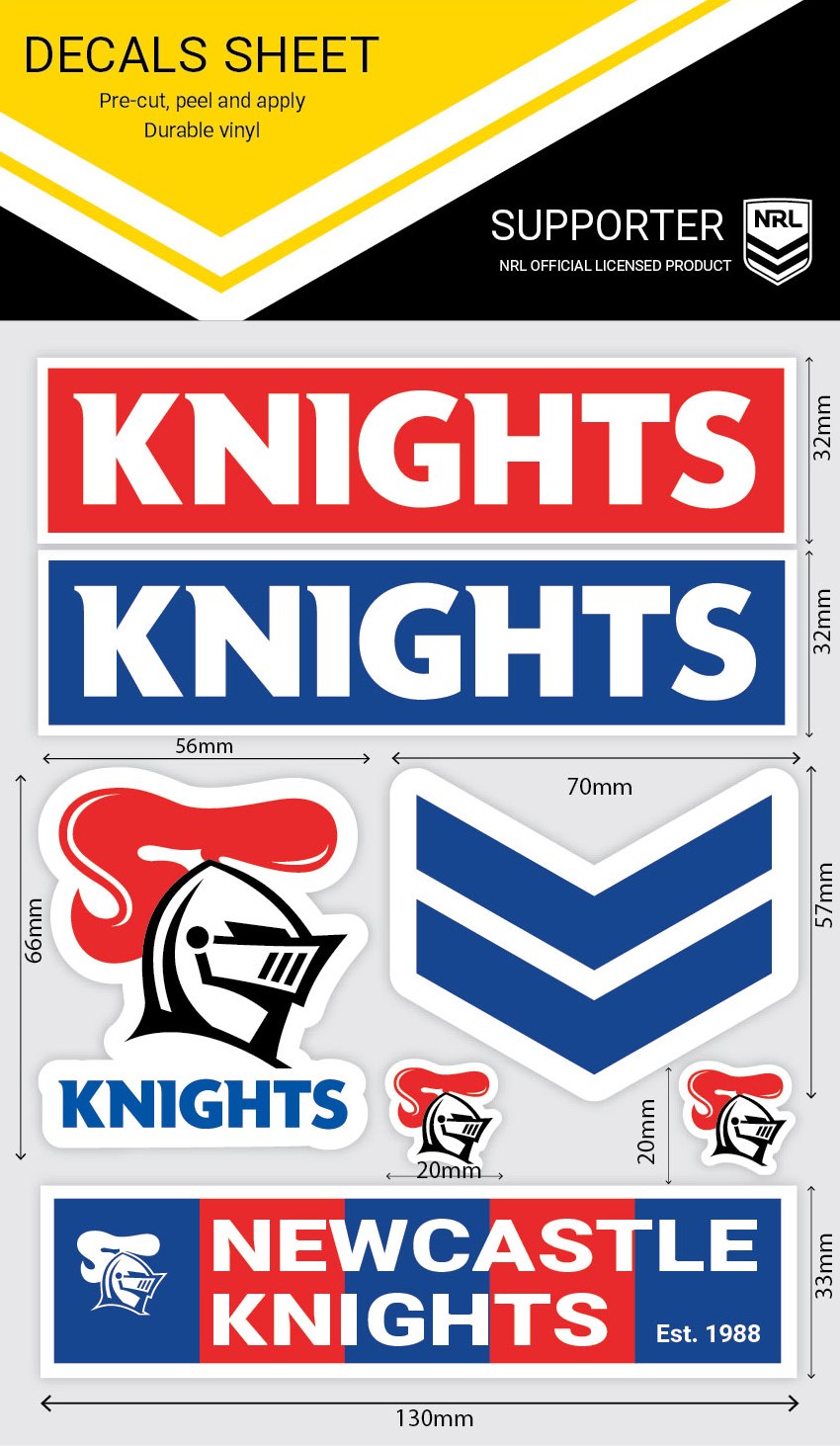 Knights Wordmark Decals Sheet