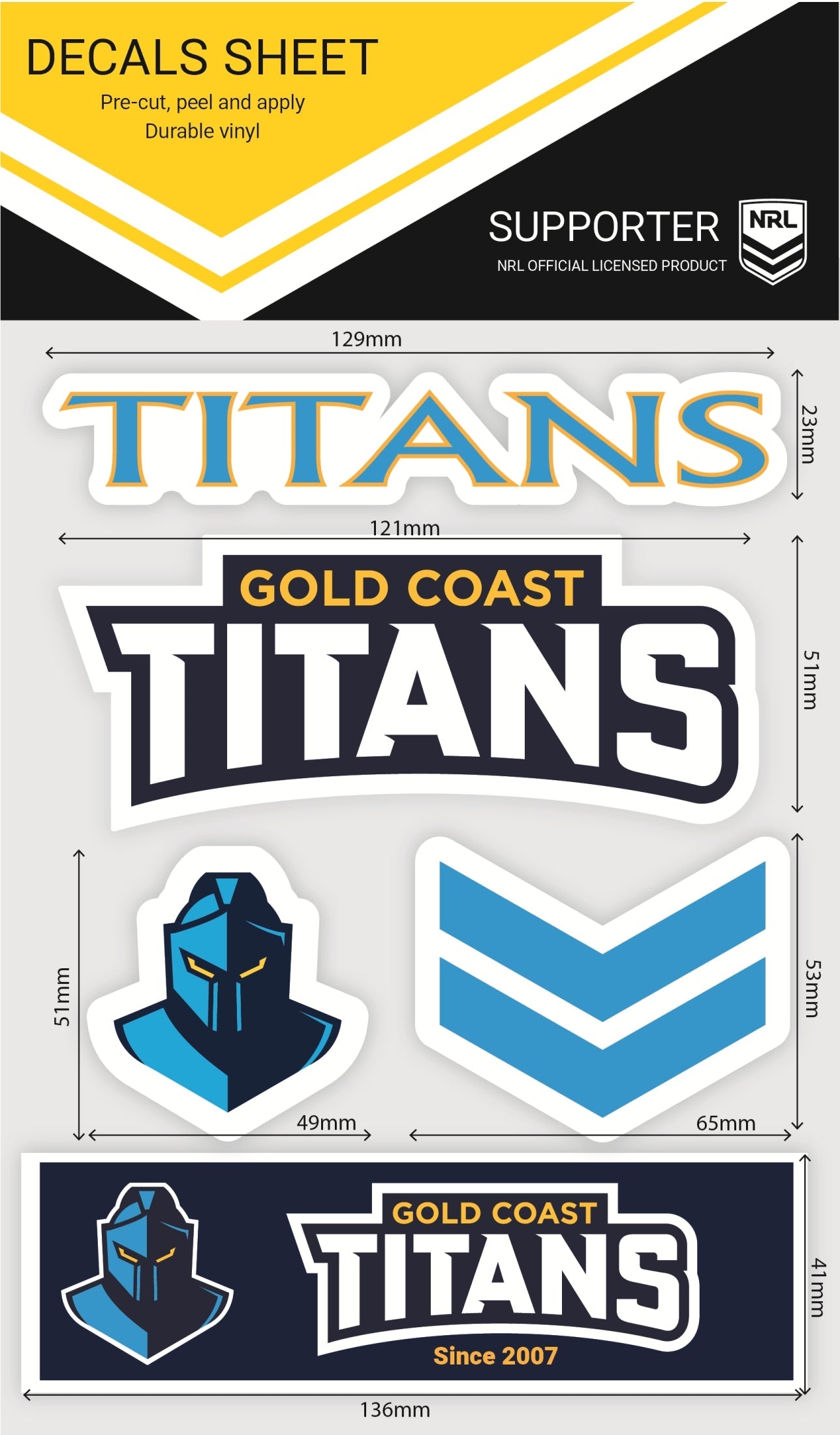 Titans Wordmark Decals Sheet (2022)