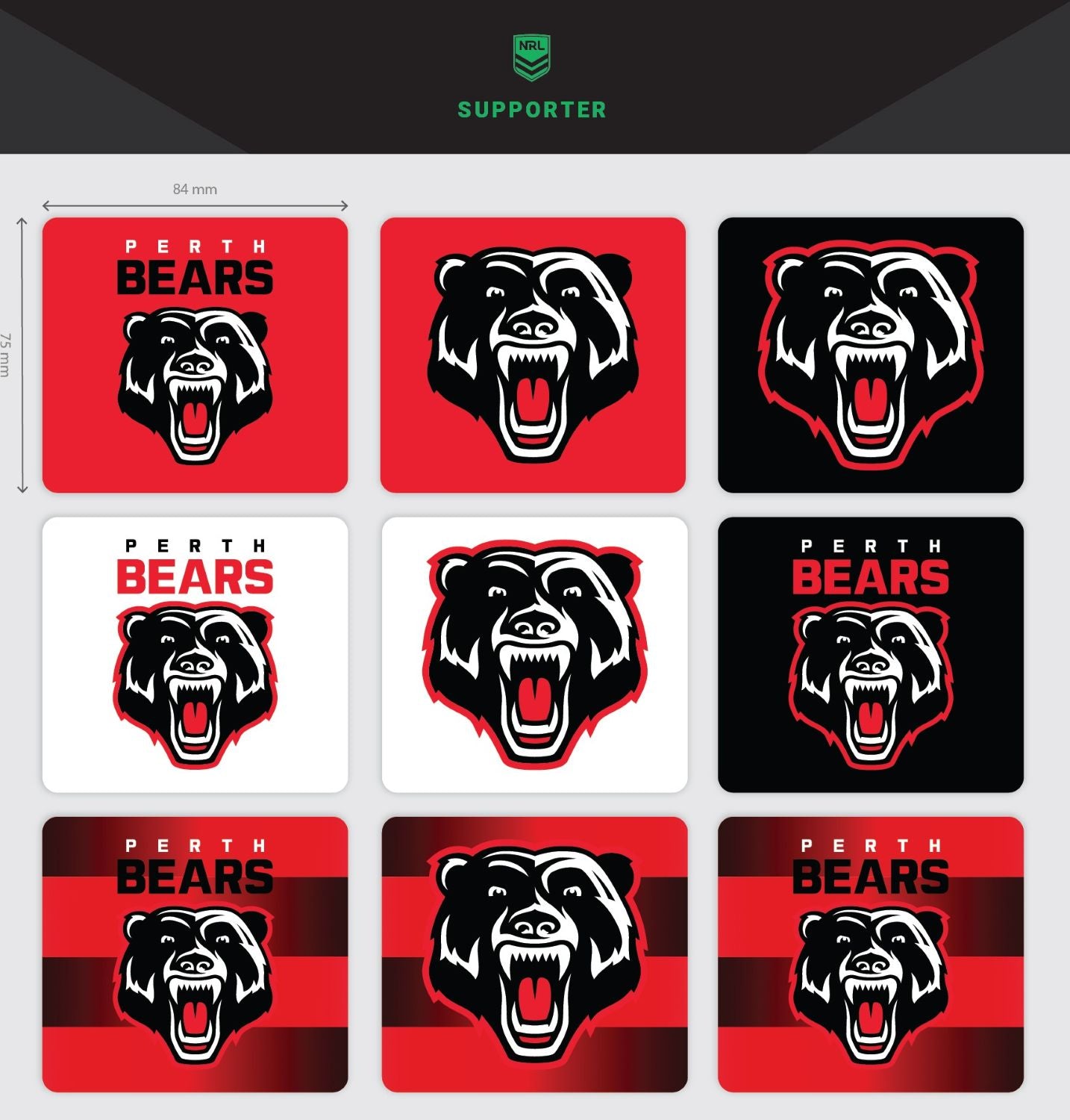 Perth Bears Giant Decals Sheet