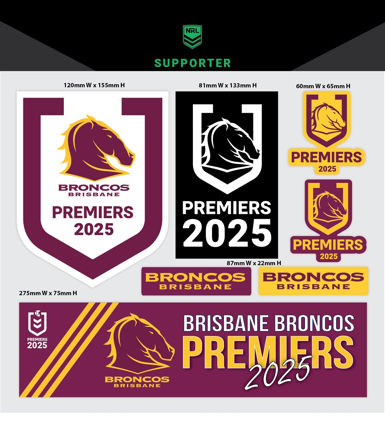 NRL 2025 Premiers Giant Decals Sheet