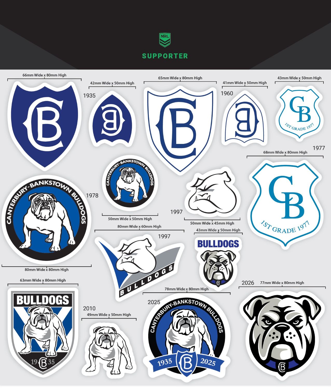 Bulldogs Giant Decals Sheet