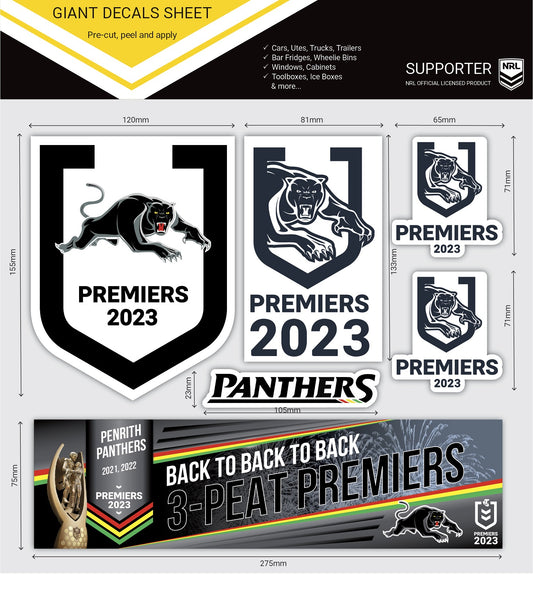 Panthers 2023 Premiers Giant Decals Sheet