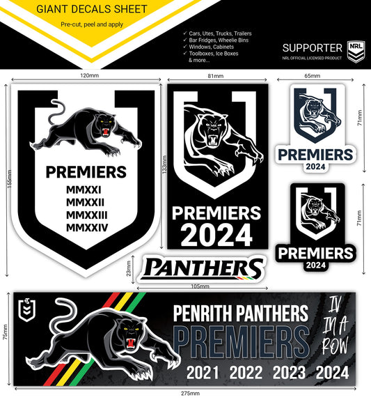 NRL Panthers 2024 Premiers Giant Decals Sheet