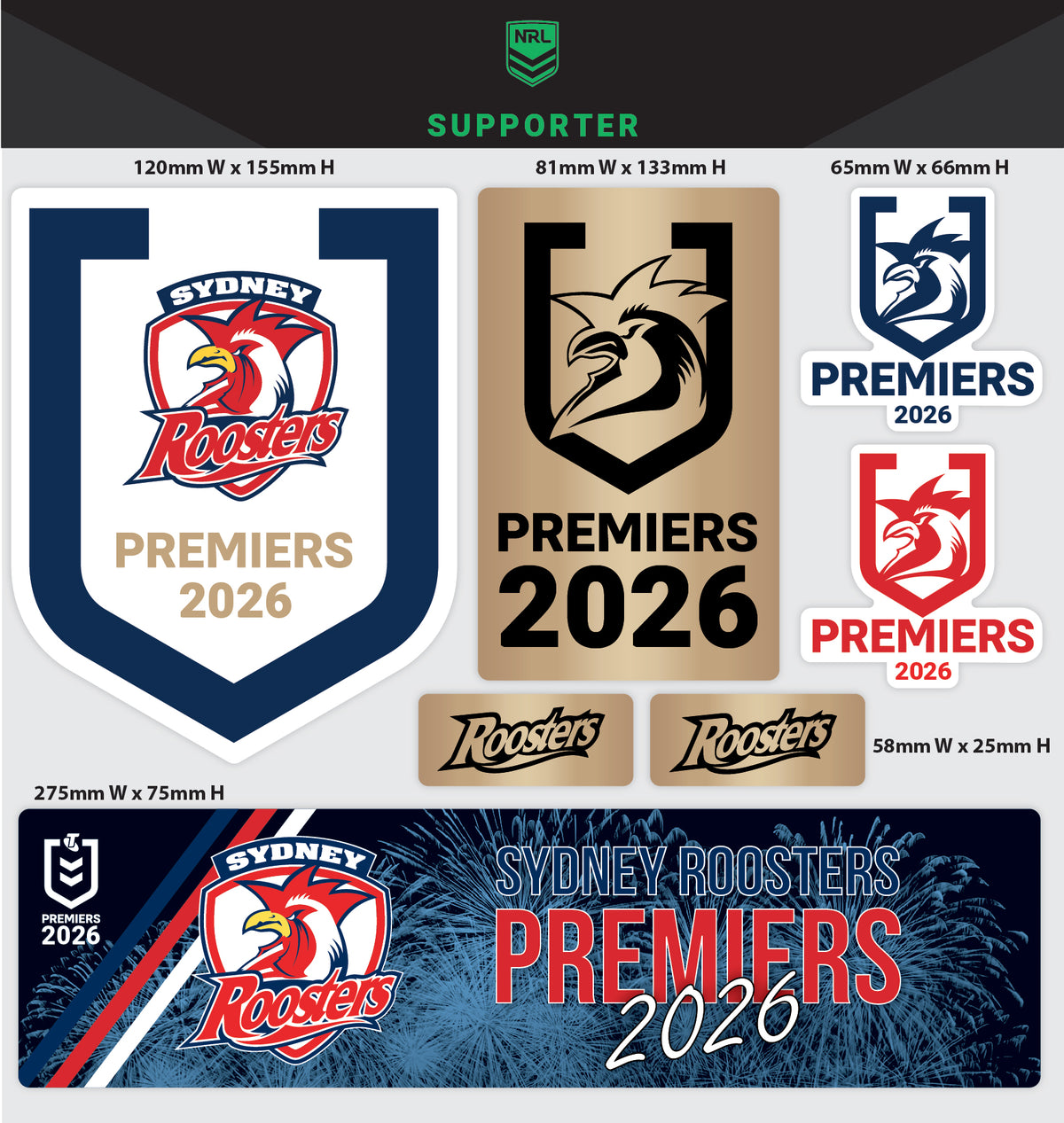 2026 NRL Premiers Giant Decals Sheet