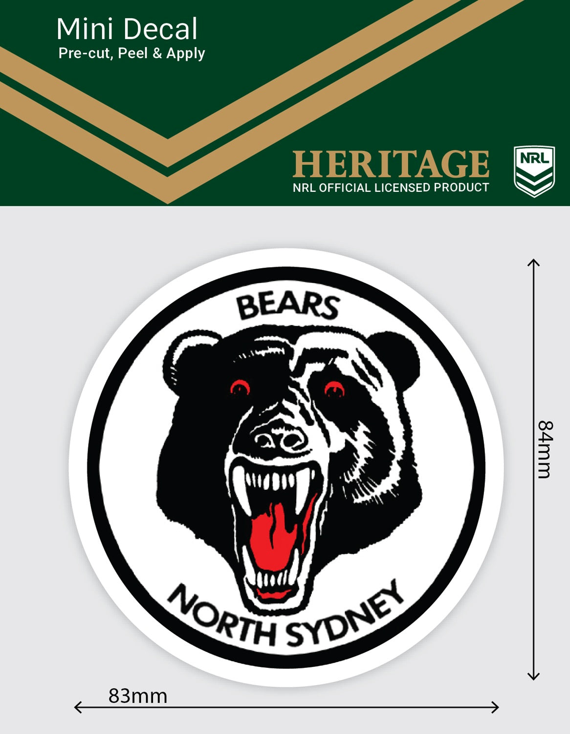 North Sydney Bears Heritage Mini Decal