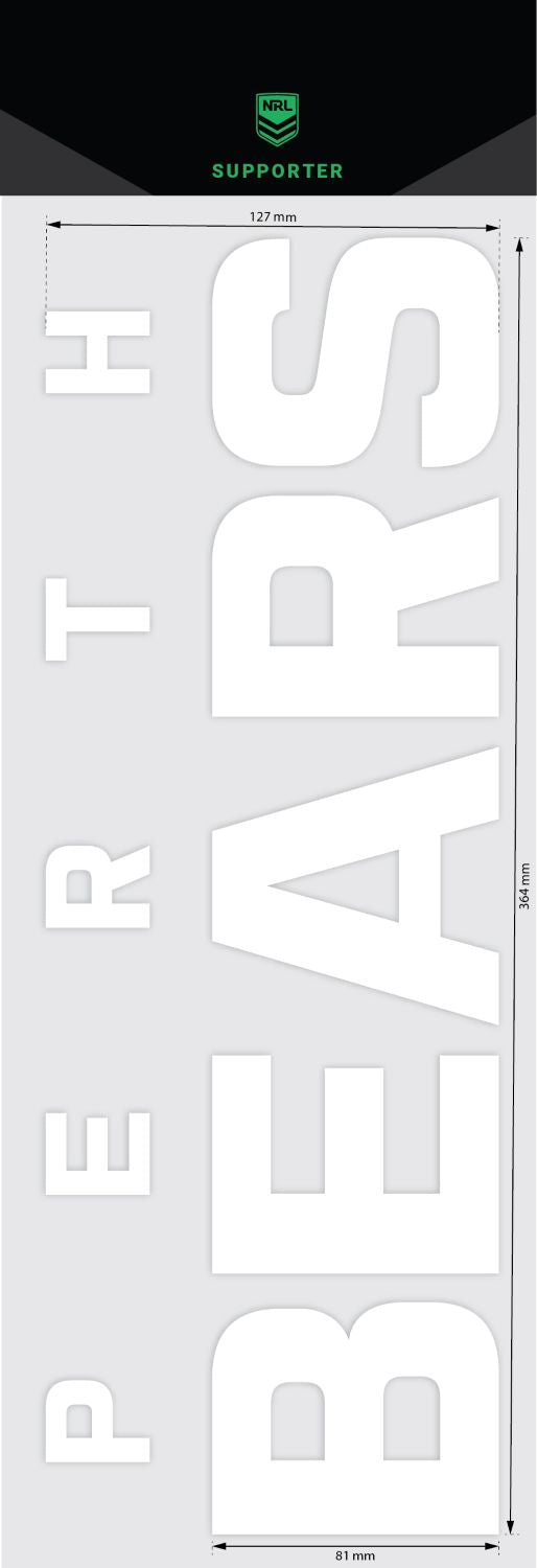 Perth Bears White Vinyl Lettering