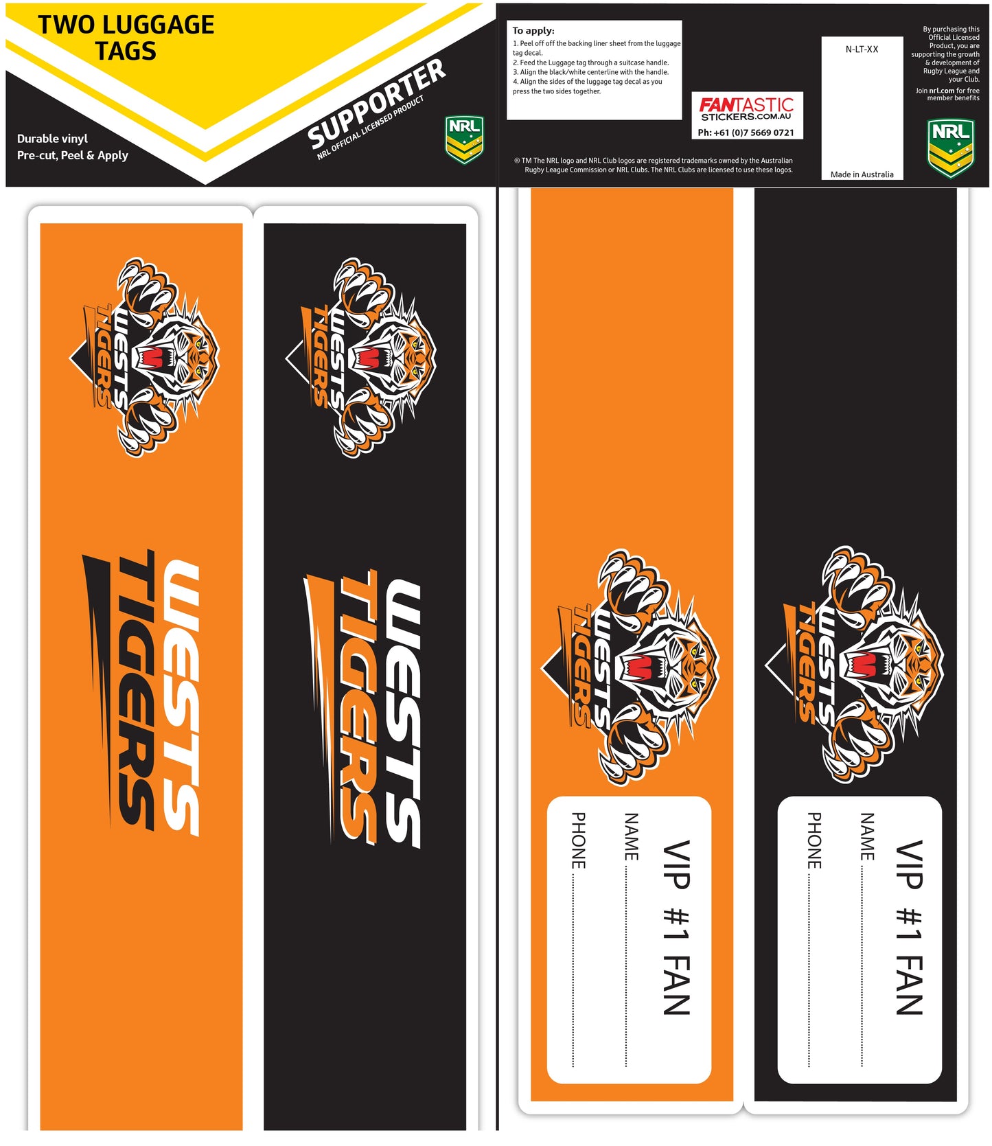 Wests Tigers Luggage Tags