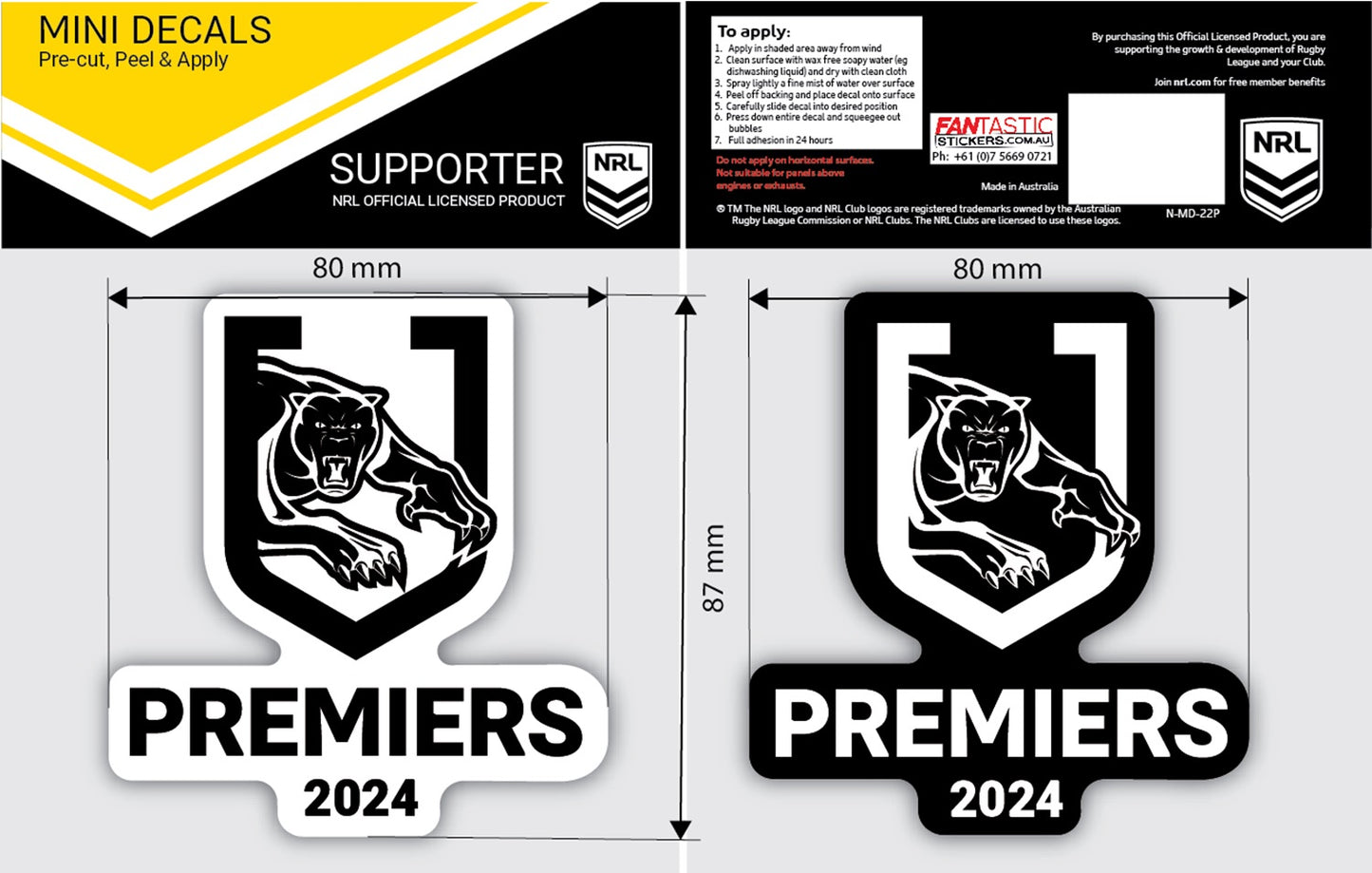 2024 NRL Premiers Panthers Mini Decals