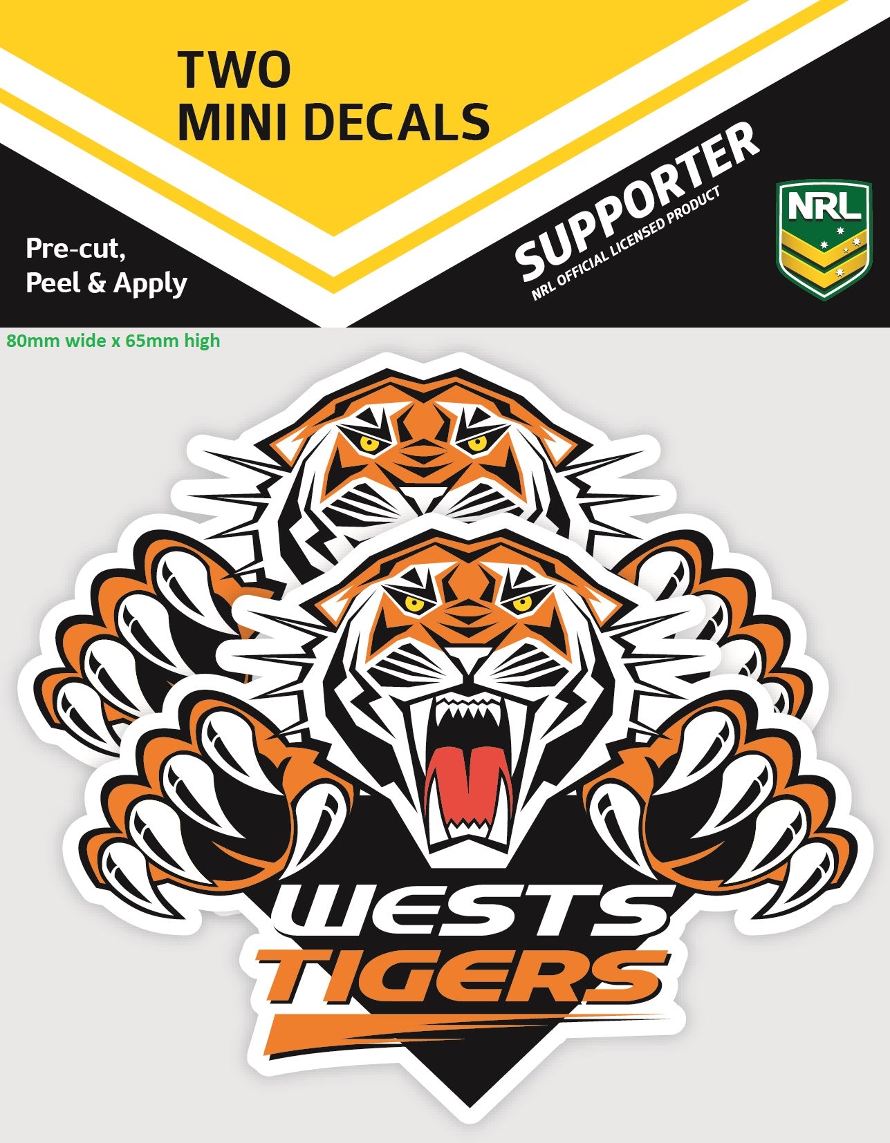 Wests Tigers Mini Decals