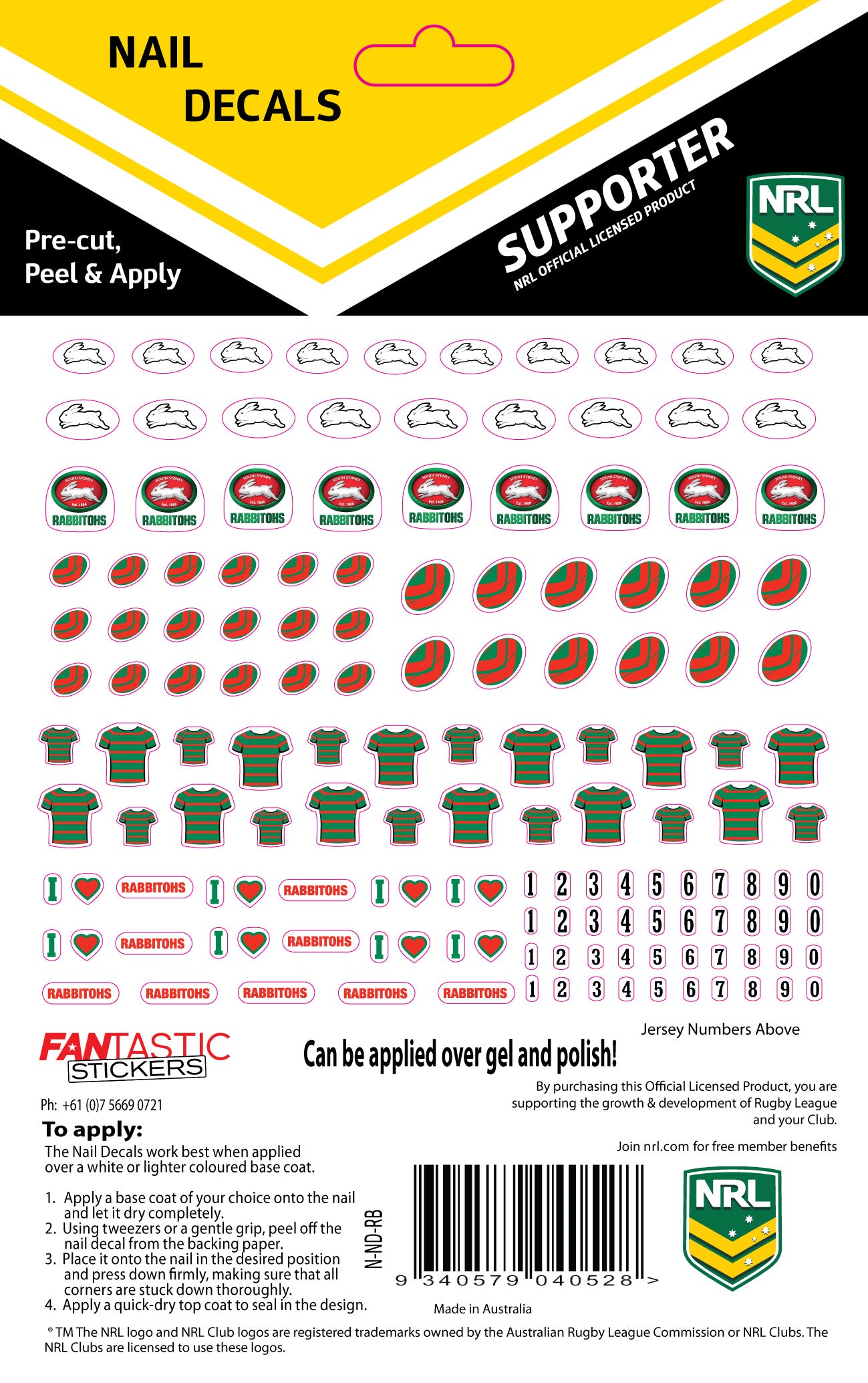 Rabbitohs Nail Decals