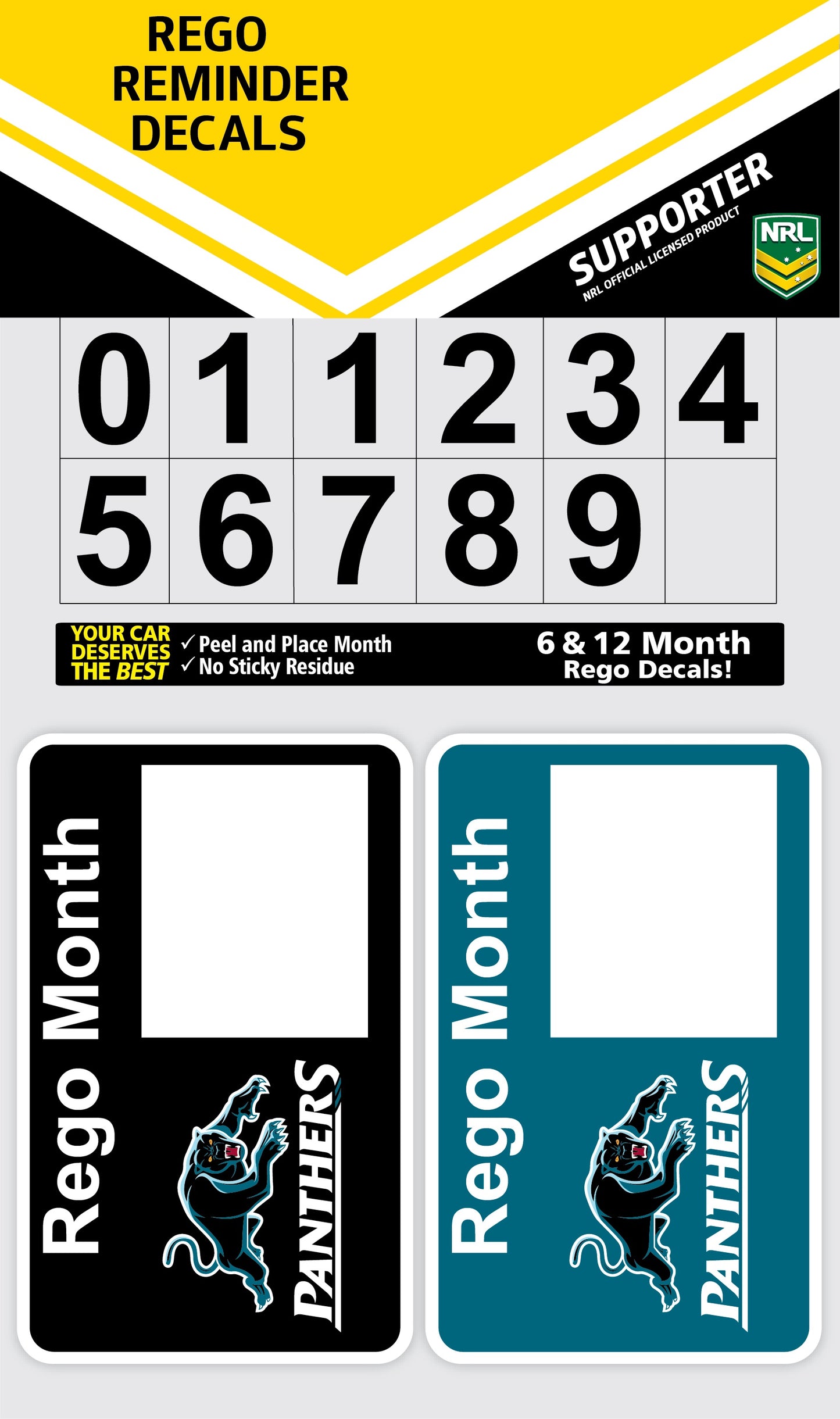 Panthers Rego Reminder Decals