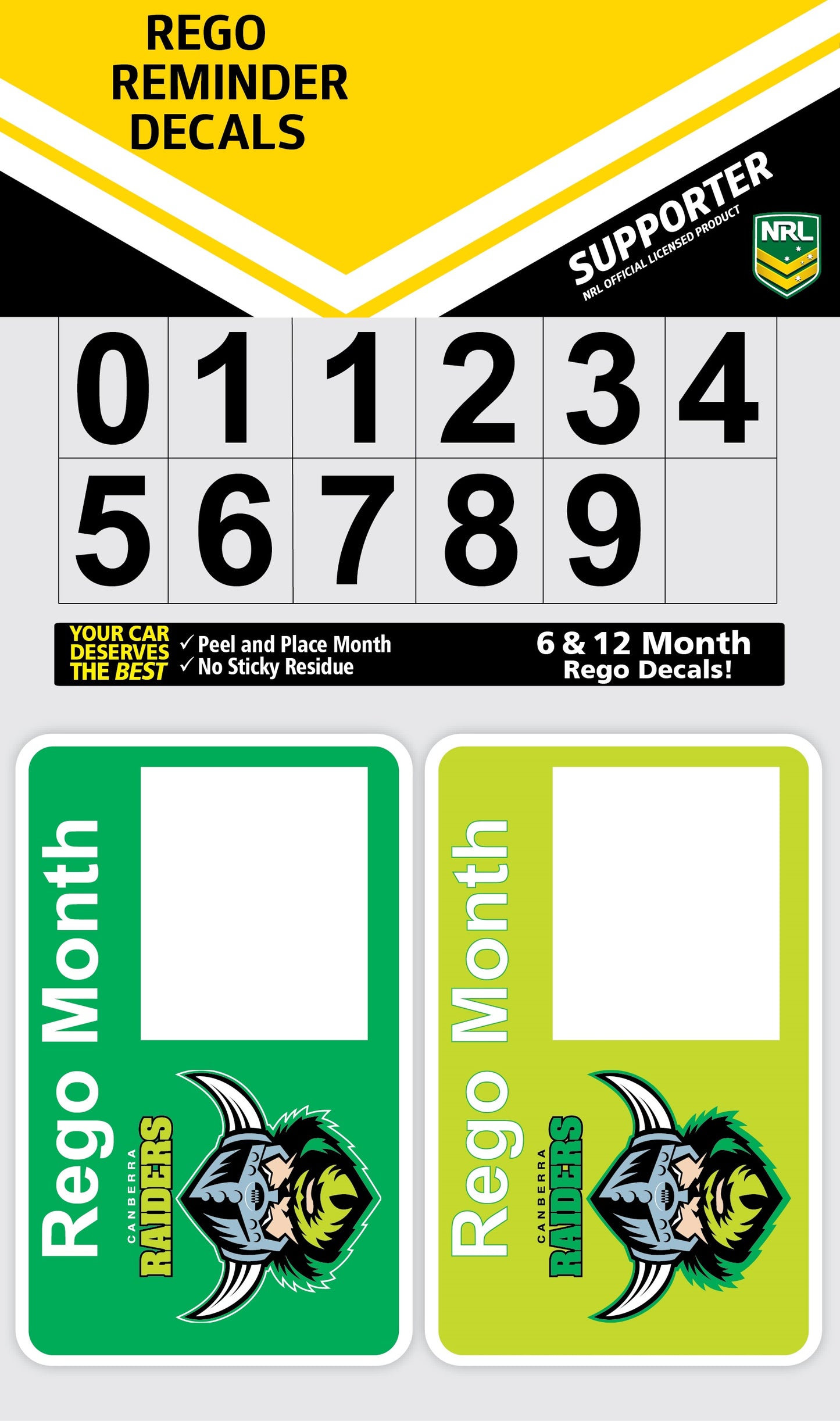 Raiders Rego Reminder Decals