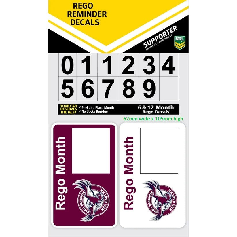 Sea Eagles Rego Reminder Decals