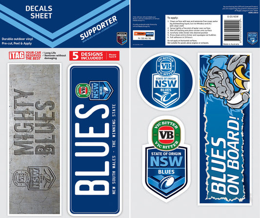 New South Wales Blues  Bumper Decals Sheet - Set of 5 (2015)