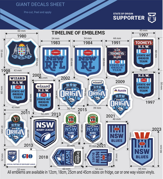 NSW Sky Blues Giant Decals Sheet