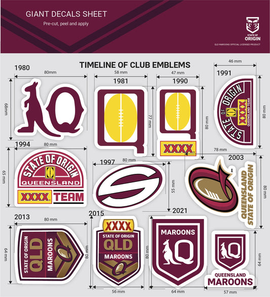 QLD Maroons Giant Decals Sheet