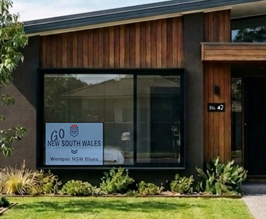 Repositionable Reuseable Recyclable One Way Vision NSW Blues State of Origin Banner