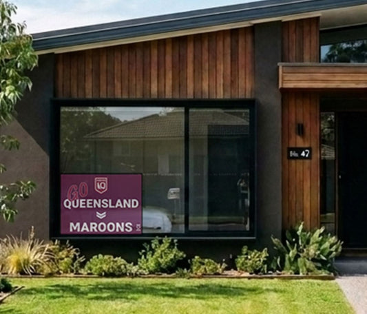 Repositionable Reuseable Recyclable One Way Vision Qld Maroons State of Origin Banner